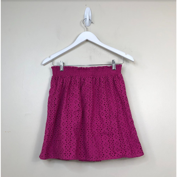 LEYDEN Women's Pull On Eyelet Embroidered A-Line Mini Skirts Med Pink S, $59 NWT - Picture 3 of 3